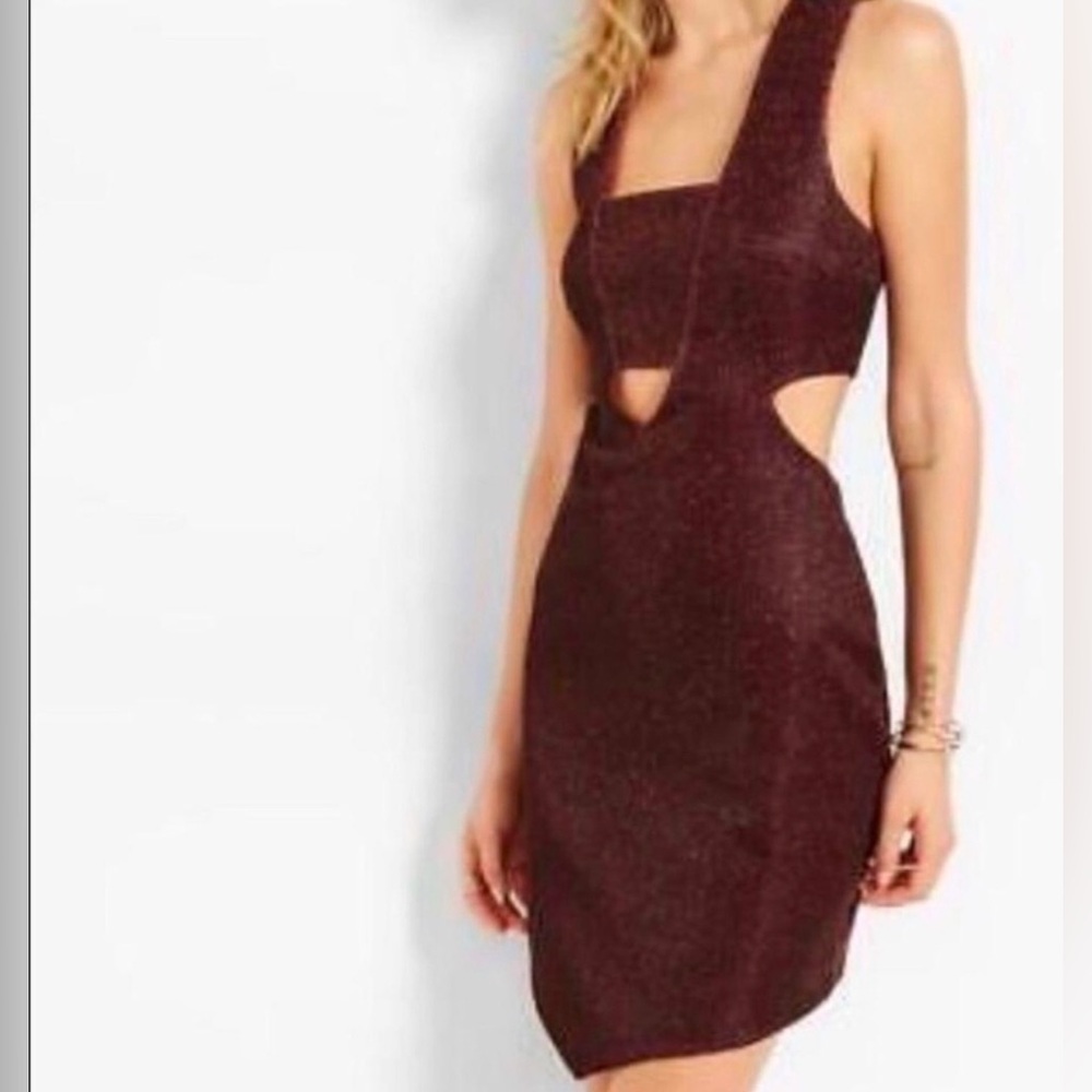 NWT Express Cut Out Asymmetrical Burgundy Cocktail Dress 🤎